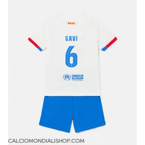 Maglie da calcio Barcelona Paez Gavi #6 Seconda Maglia Bambino 2023-24 Manica Corta (+ Pantaloni corti)